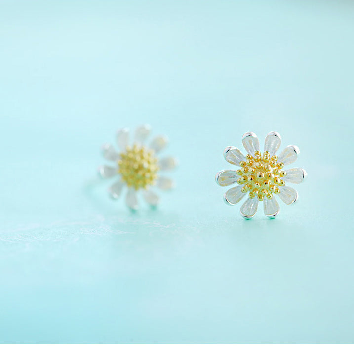 Wholesale earrings silver daisy sun flowers MOQ≥2 JDC-ES-daocan002