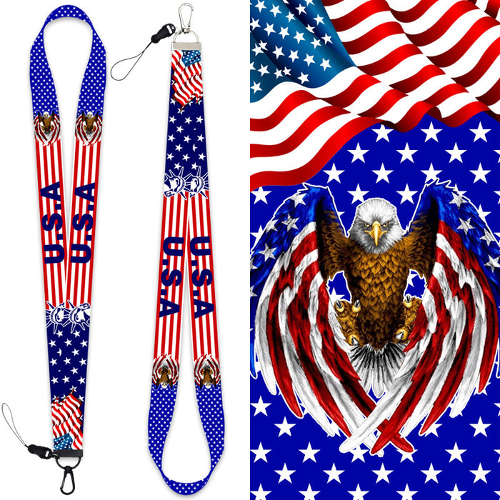 Jewelry WholesaleWholesale American Flag Independence Day Polyester Lanyard Keychain MOQ≥10 JDC-KC-QTN002 Keychains 启途鸟 %variant_option1% %variant_option2% %variant_option3%  Factory Price JoyasDeChina Joyas De China