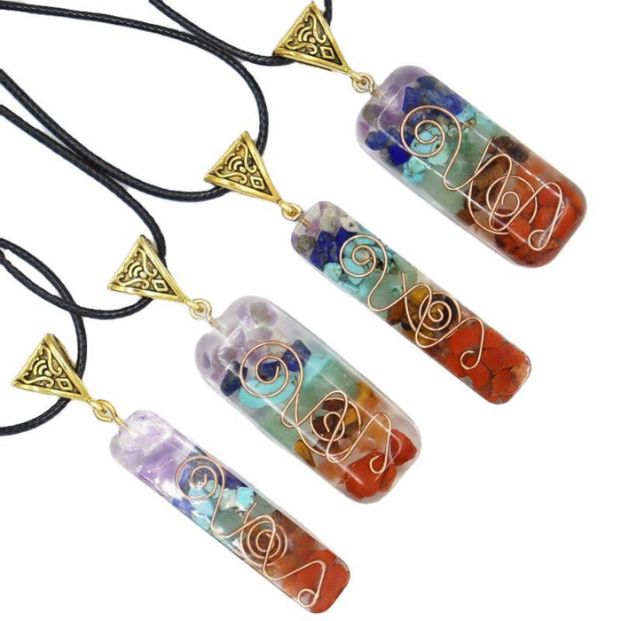 Wholesale Natural Colorful Gravel Necklace Resin Glue Wrapped JDC-NE-Xinyue004