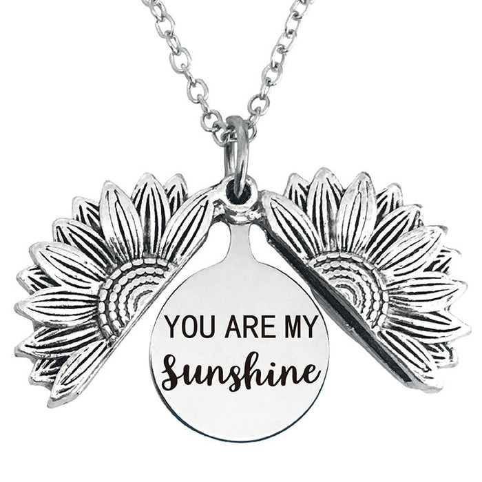 Wholesale Sunflower Open Stainless Steel Graduation Season Necklace MOQ≥2 JDC-NE-GangGu003