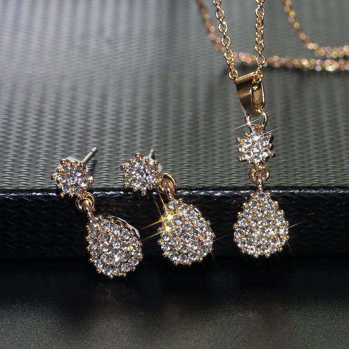 Jewelry WholesaleWholesale water drop zircon wedding full diamond necklace earring set JDC-NE-MiMeng024 Necklaces 米萌 %variant_option1% %variant_option2% %variant_option3%  Factory Price JoyasDeChina Joyas De China