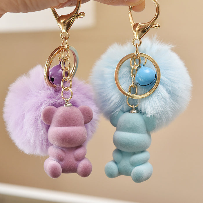 Wholesale keychain cute flocking bear personality faceless bear doll bag pendant JDC-KC-YanG007