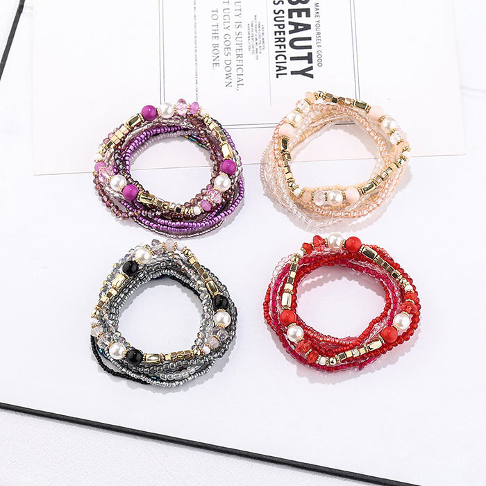 Wholesale Bracelet Rice Beads Alloy Glass Beads Handmade Multilayer Bohemian 10pcs JDC-BT-JINA002