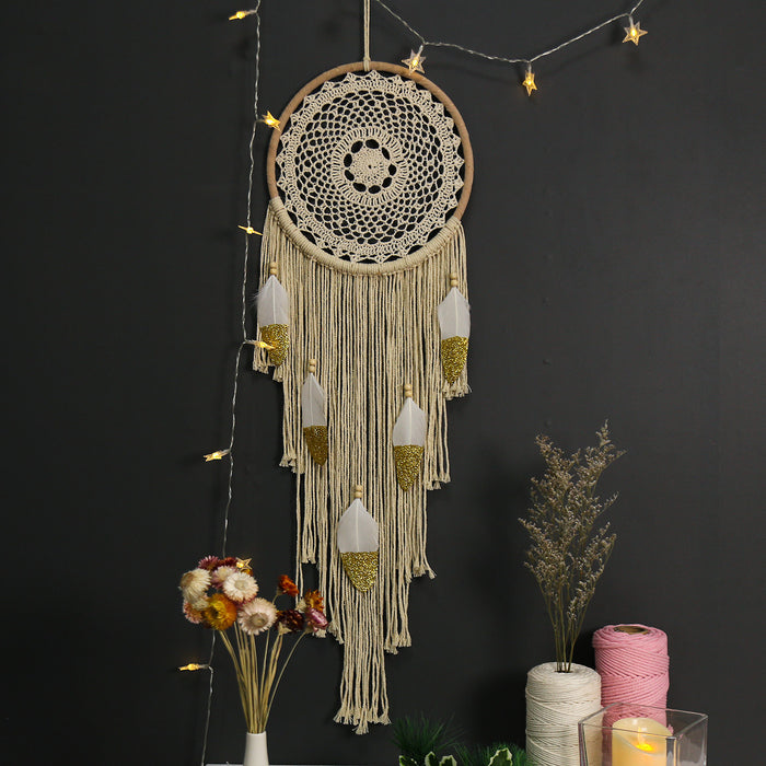 Wholesale round bamboo circle dreamcatcher home decoration dream catcher pendant MOQ≥2 JDC-DC-MengS037