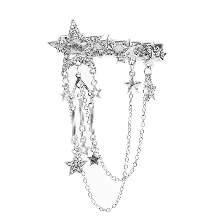 Wholesale Hair Clips Alloy Rhinestones Pentagram Tassels JDC-HC-lvH002