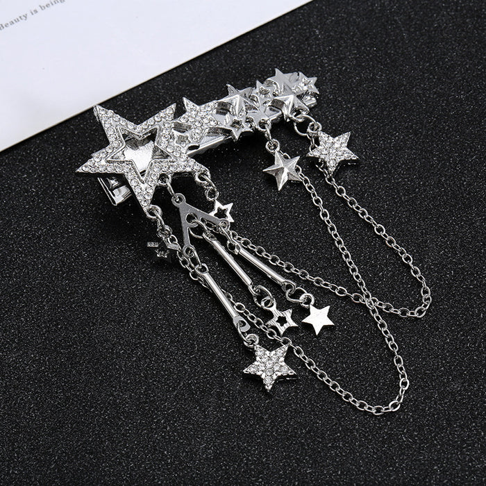 Wholesale Hair Clips Alloy Rhinestones Pentagram Tassels JDC-HC-lvH002