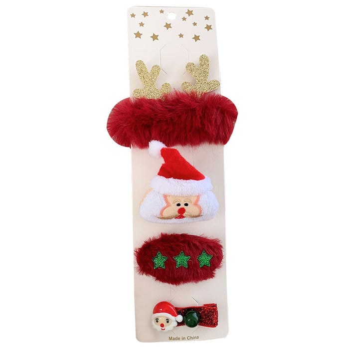 Wholesale Hair Clips Plush Set of Four Children Christmas Cartoon MOQ≥2 JDC-HC-HEMA001