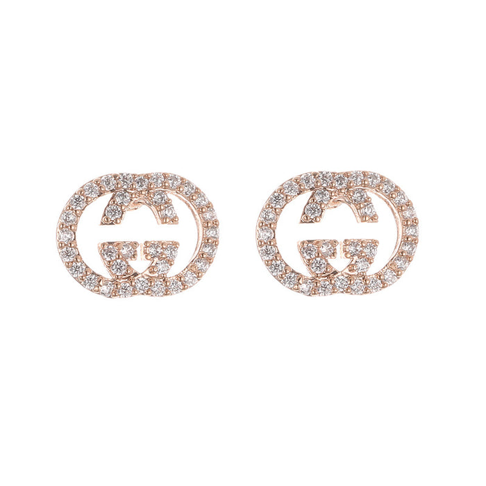 Jewelry WholesaleWholesale metal two letter crystal copper stud earrings JDC-ES-Dingy002 Earrings 鼎煜 %variant_option1% %variant_option2% %variant_option3%  Factory Price JoyasDeChina Joyas De China