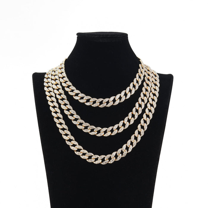 Jewelry WholesaleWholesale Hip Hop Zinc Alloy Rhinestone Cuban Chain Necklace JDC-NE-RenQ001 Necklaces 仁庆 %variant_option1% %variant_option2% %variant_option3%  Factory Price JoyasDeChina Joyas De China