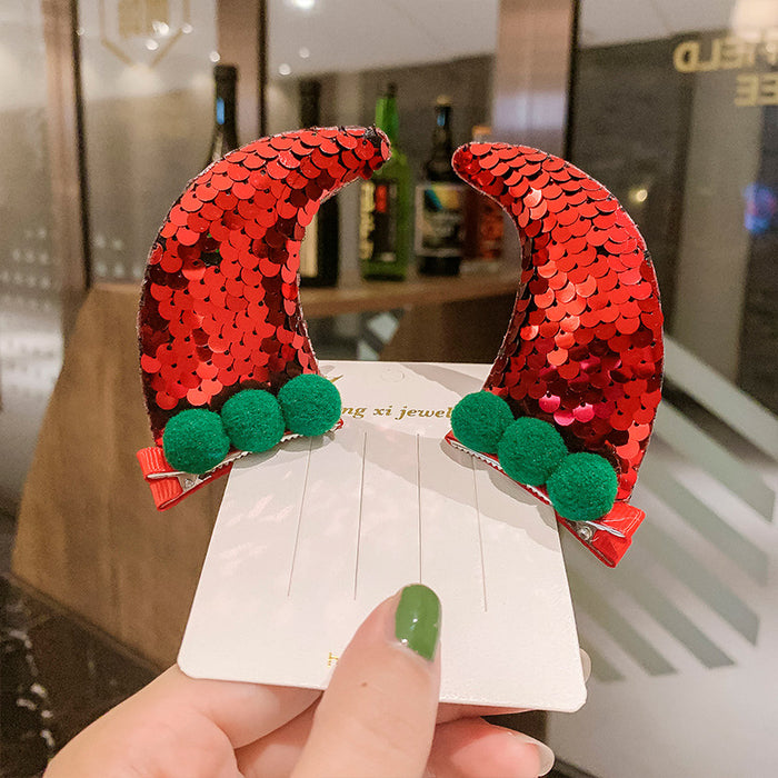 Wholesale Christmas Antler Sequin Sponge Hair Clip JDC-HC-TengZ007