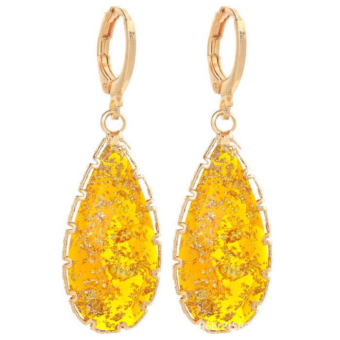 Wholesale Resin Copper Opal Shaped Irregular Earrings MOQ≥2 JDC-ES-Yongz004