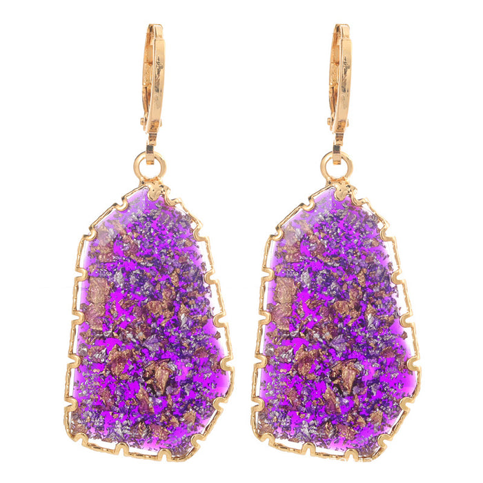 Wholesale Resin Copper Opal Shaped Irregular Earrings MOQ≥2 JDC-ES-Yongz004