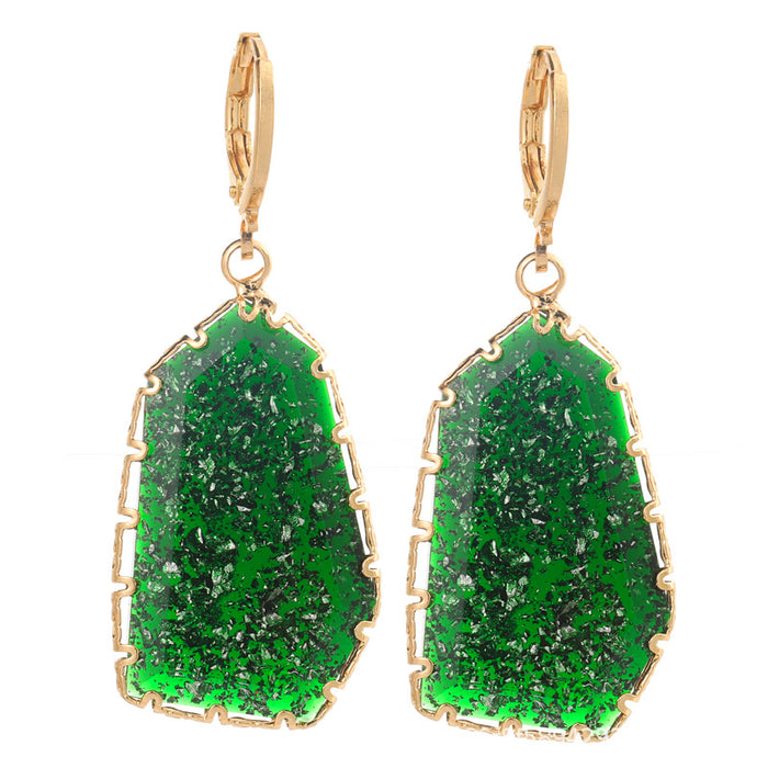 Wholesale Resin Copper Opal Shaped Irregular Earrings MOQ≥2 JDC-ES-Yongz004