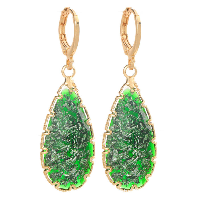 Wholesale Resin Copper Opal Shaped Irregular Earrings MOQ≥2 JDC-ES-Yongz004