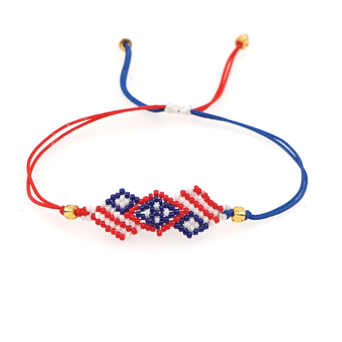 Wholesale 4th of July Independence Day Geometric Banner American Flag Handmade Beaded Bracelet JDC-BT-GBH092