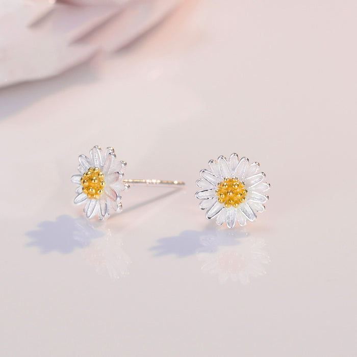 Wholesale earrings silver daisy sun flowers MOQ≥2 JDC-ES-daocan002