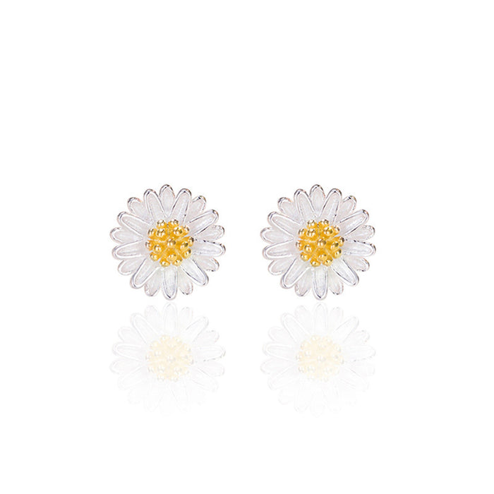 Wholesale earrings silver daisy sun flowers MOQ≥2 JDC-ES-daocan002