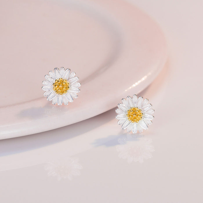 Wholesale earrings silver daisy sun flowers MOQ≥2 JDC-ES-daocan002