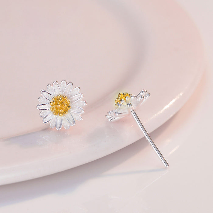 Wholesale earrings silver daisy sun flowers MOQ≥2 JDC-ES-daocan002