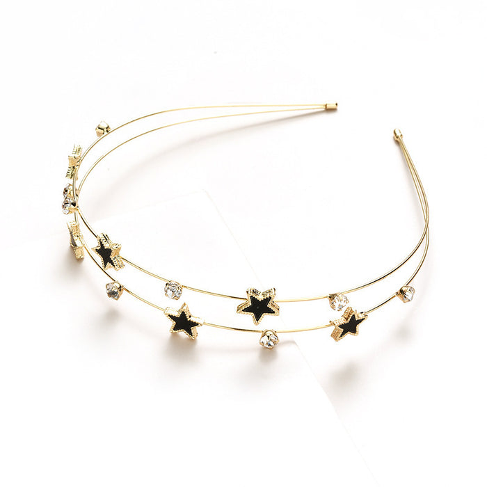 Accesorios al por mayor de cabello de metal Pentagrama Diadema de doble capa JDC-HD-RXGS002