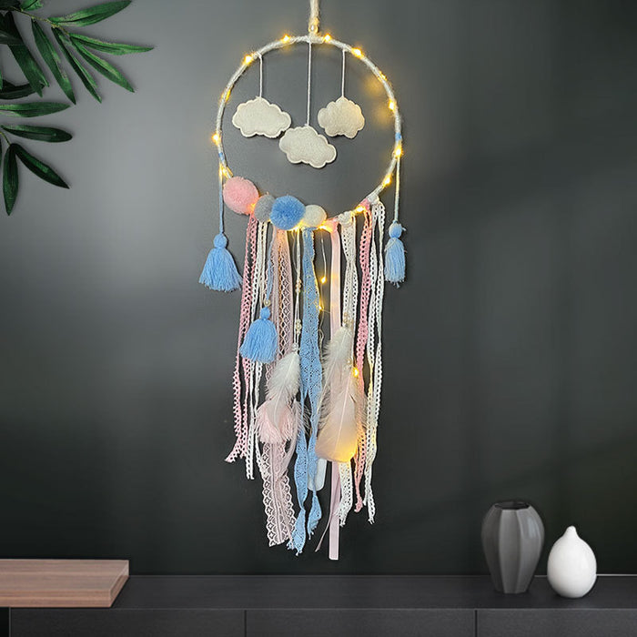 Wholesale Cloud Dream Catcher Ornament Wind Chimes Large Hair Ball Ornament MOQ≥2 JDC-DC-MYing010