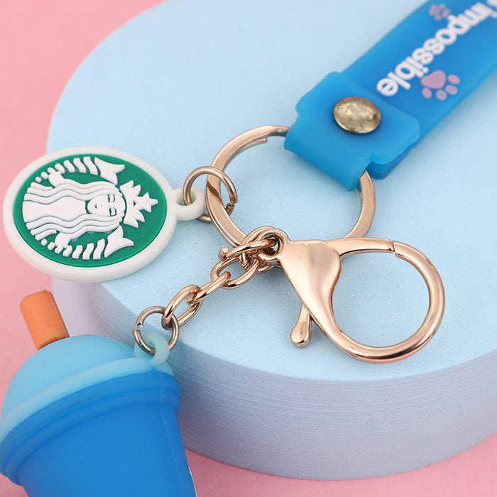 Jewelry WholesaleWholesale Silicone Milk Tea Cup Keychain JDC-KC-JFang002 Keychains 九方 %variant_option1% %variant_option2% %variant_option3%  Factory Price JoyasDeChina Joyas De China