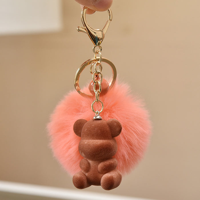 Wholesale keychain cute flocking bear personality faceless bear doll bag pendant JDC-KC-YanG007