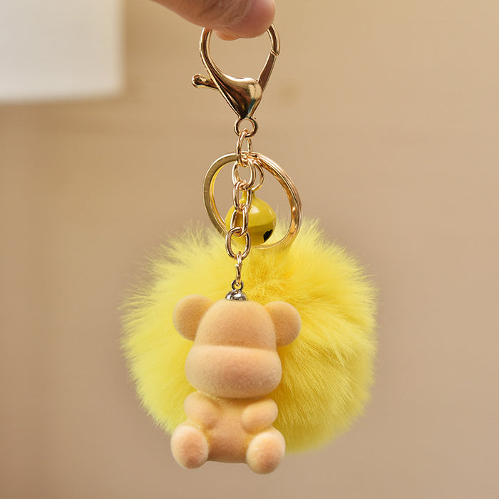 Wholesale keychain cute flocking bear personality faceless bear doll bag pendant JDC-KC-YanG007