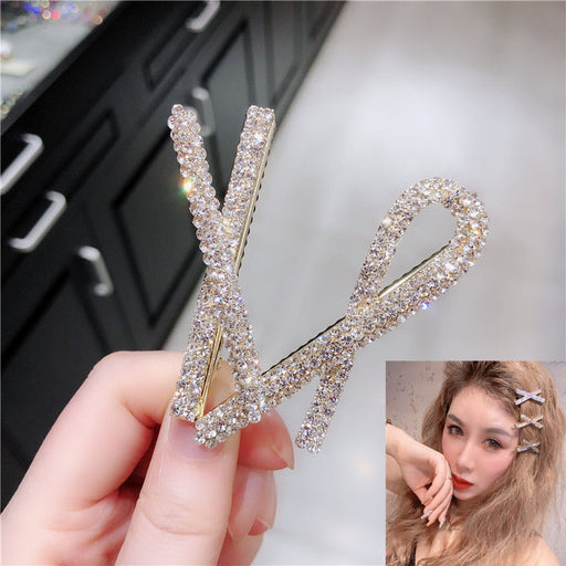 Jewelry WholesaleWholesale Rhinestone Shiny Cross Hair Clip JDC-HC-Zibin006 Hair Clips 梓赟 %variant_option1% %variant_option2% %variant_option3%  Factory Price JoyasDeChina Joyas De China