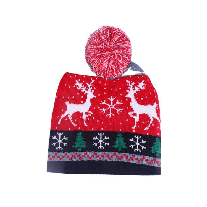 Wholesale Hat Wool Warm Wool Ball Christmas Kids Knitted Hat JDC-FH-JunC003