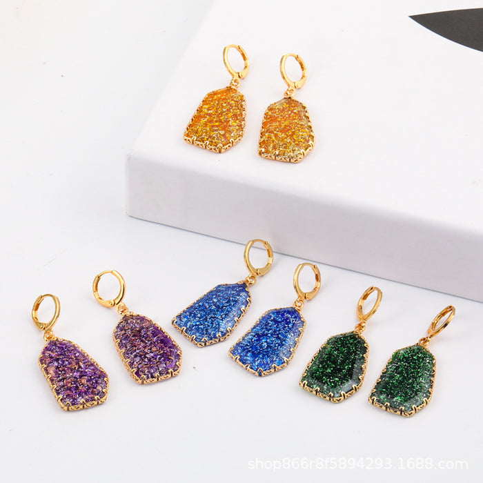 Wholesale Resin Copper Opal Shaped Irregular Earrings MOQ≥2 JDC-ES-Yongz004