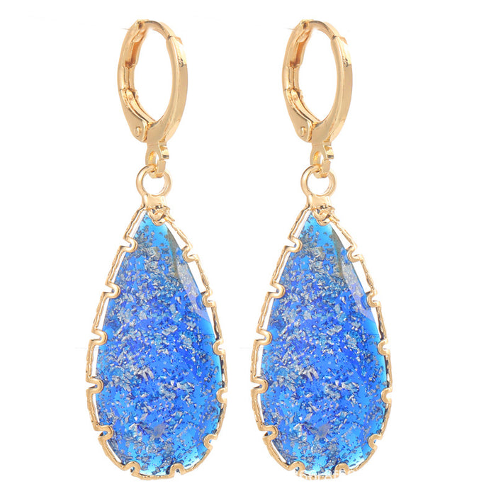 Wholesale Resin Copper Opal Shaped Irregular Earrings MOQ≥2 JDC-ES-Yongz004