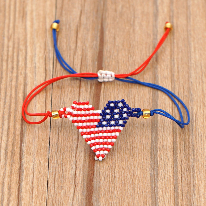 Wholesale 4th of July Independence Day Geometric Banner American Flag Handmade Beaded Bracelet JDC-BT-GBH092