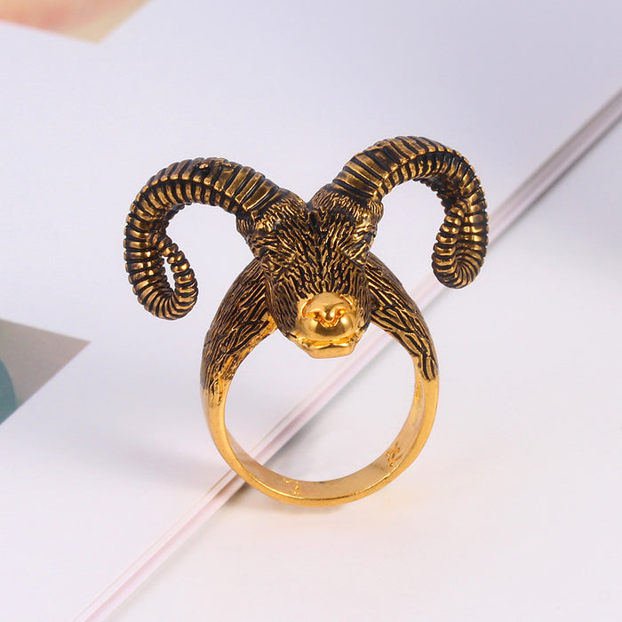 Jewelry WholesaleWholesale sheep head electroplating alloy ring JDC-RS-MiMeng037 Rings 米萌 %variant_option1% %variant_option2% %variant_option3%  Factory Price JoyasDeChina Joyas De China