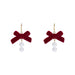 Jewelry WholesaleWholesale Handmade Flocked Burgundy Bow Pearl Vintage Earrings JDC-ES-Wenhuam005 Earrings 未闻花名 %variant_option1% %variant_option2% %variant_option3%  Factory Price JoyasDeChina Joyas De China