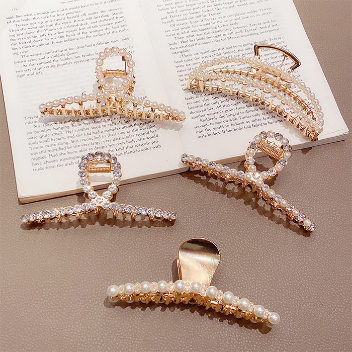 Wholesale Cross Rhinestone Pearl Hair Clip Bath Pan Hair Grabber JDC-HC-GSHX104