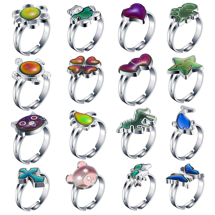 Wholesale Zinc Alloy Enamel Cartoon Turtle Animal Thermochromic Ring JDC-RS-LanA002