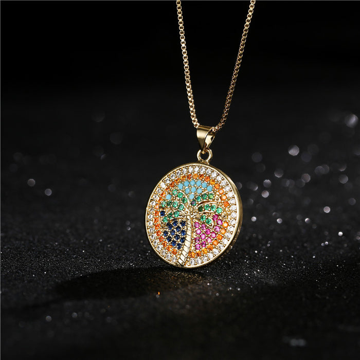 Wholesale Copper Real Gold Plated Micro Set with Diamonds Coconut Necklace JDC-NE-AG151