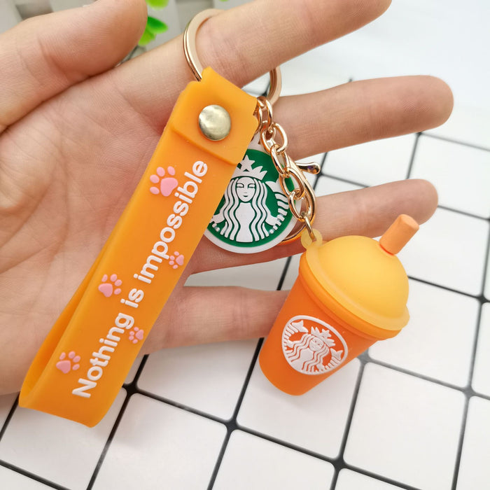 Jewelry WholesaleWholesale Silicone Milk Tea Cup Keychain JDC-KC-JFang002 Keychains 九方 %variant_option1% %variant_option2% %variant_option3%  Factory Price JoyasDeChina Joyas De China