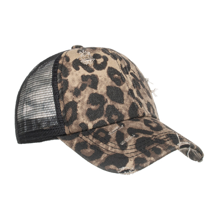 Jewelry WholesaleWholesale Leopard Print Cross Elastic Band Ponytail Cotton Baseball Cap JDC-FH-ZMei001 Fashionhat 众美 %variant_option1% %variant_option2% %variant_option3%  Factory Price JoyasDeChina Joyas De China