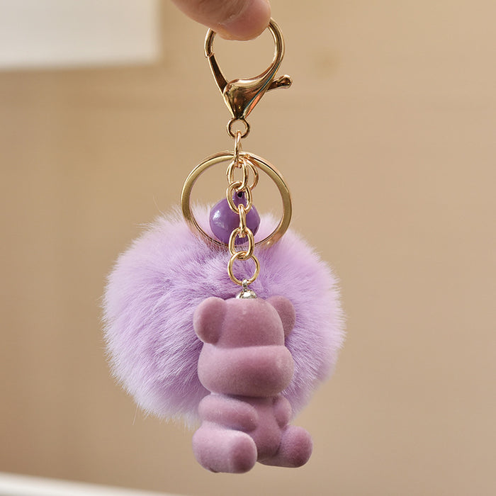 Wholesale keychain cute flocking bear personality faceless bear doll bag pendant JDC-KC-YanG007