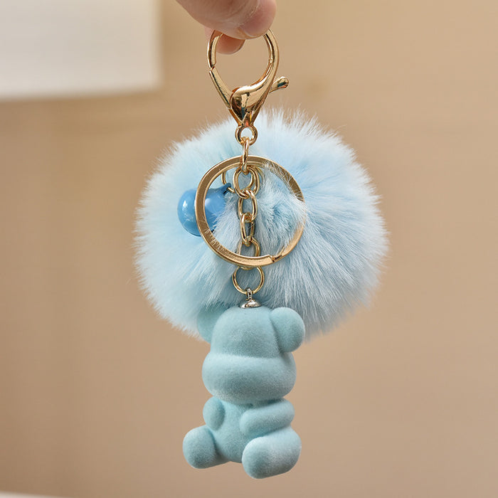 Wholesale keychain cute flocking bear personality faceless bear doll bag pendant JDC-KC-YanG007