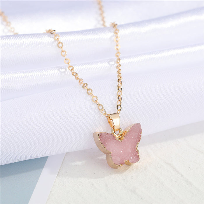 Jewelry WholesaleWholesale Personality Resin druzy Imitation Natural Stone Butterfly Pendant Necklace MOQ≥3 JDC-NE-Juej016 Necklaces 觉际 %variant_option1% %variant_option2% %variant_option3%  Factory Price JoyasDeChina Joyas De China