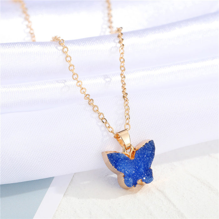 Jewelry WholesaleWholesale Personality Resin druzy Imitation Natural Stone Butterfly Pendant Necklace MOQ≥3 JDC-NE-Juej016 Necklaces 觉际 %variant_option1% %variant_option2% %variant_option3%  Factory Price JoyasDeChina Joyas De China