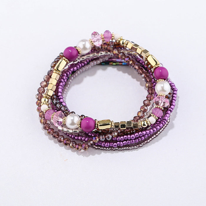 Wholesale Bracelet Rice Beads Alloy Glass Beads Handmade Multilayer Bohemian 10pcs JDC-BT-JINA002