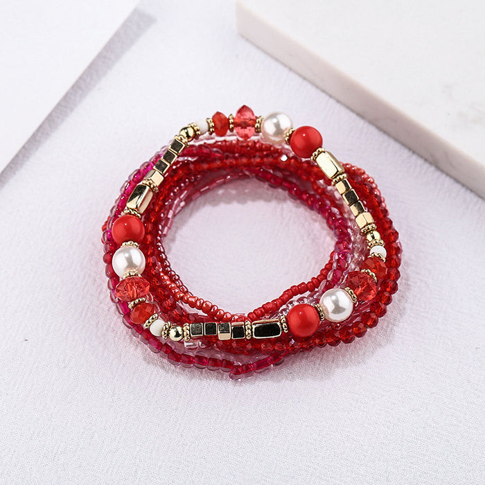 Wholesale Bracelet Rice Beads Alloy Glass Beads Handmade Multilayer Bohemian 10pcs JDC-BT-JINA002