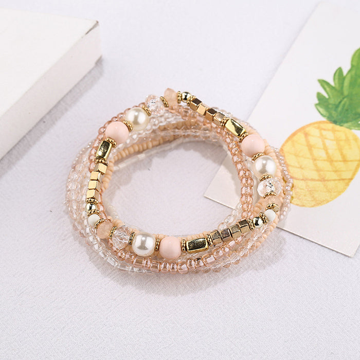 Wholesale Bracelet Rice Beads Alloy Glass Beads Handmade Multilayer Bohemian 10pcs JDC-BT-JINA002