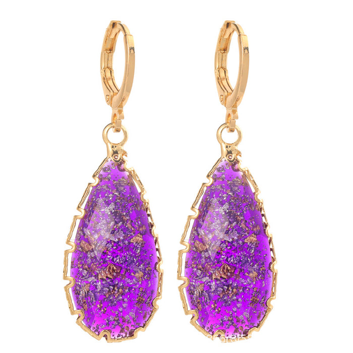 Wholesale Resin Copper Opal Shaped Irregular Earrings MOQ≥2 JDC-ES-Yongz004