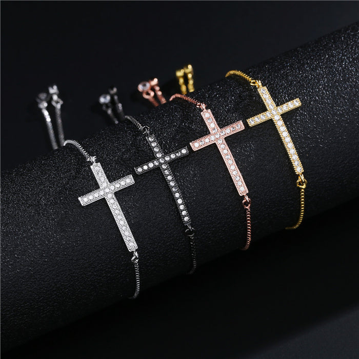 Wholesale Bracelet Copper Zircon Cross Adjustable JDC-BT-PREMAG001