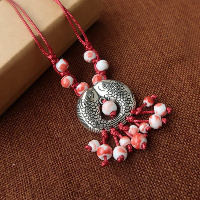 Jewelry WholesaleWholesale Alloy Ceramic Ethnic Necklace MOQ≥2 JDC-NE-YinH017 Necklaces 颖皓 %variant_option1% %variant_option2% %variant_option3%  Factory Price JoyasDeChina Joyas De China